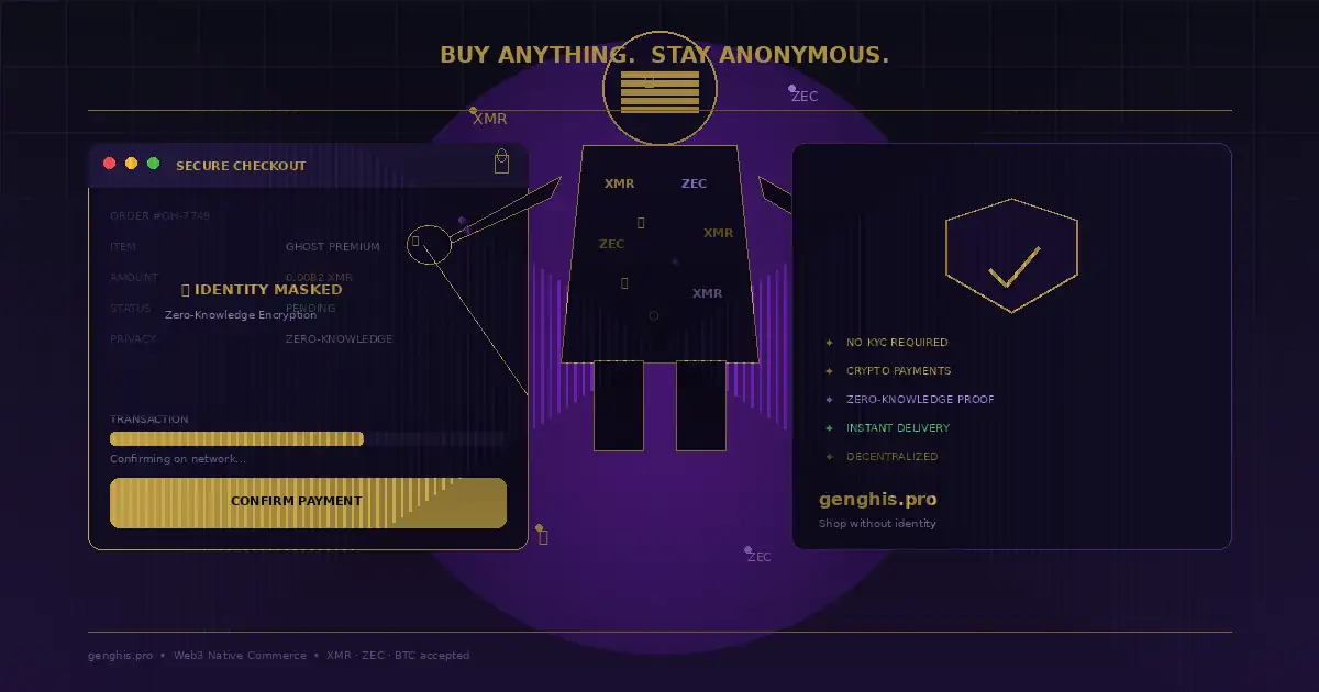 Anonymous crypto shopping with privacy coins on Genghis — no KYC, no identity required