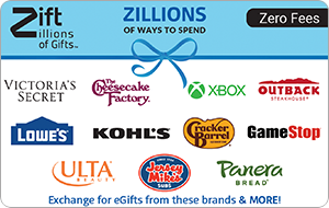 Zift Zillions of Gifts USA Gift Card – buy with Bitcoin, USDT, ETH and 300+ crypto tokens on Genghis