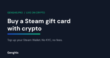 Buy a Steam gift card with crypto on Genghis to top up your Steam Wallet with Bitcoin and 300+ tokens, no KYC