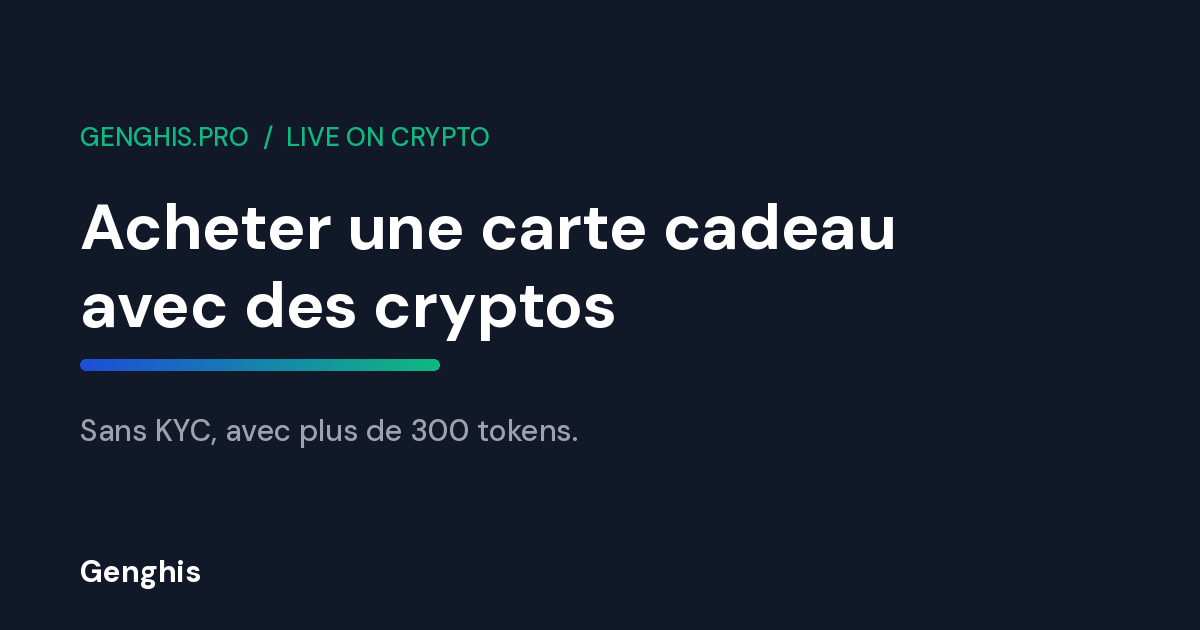 Couverture Genghis du guide 2026 pour acheter des cartes cadeaux avec des cryptomonnaies sans verification KYC