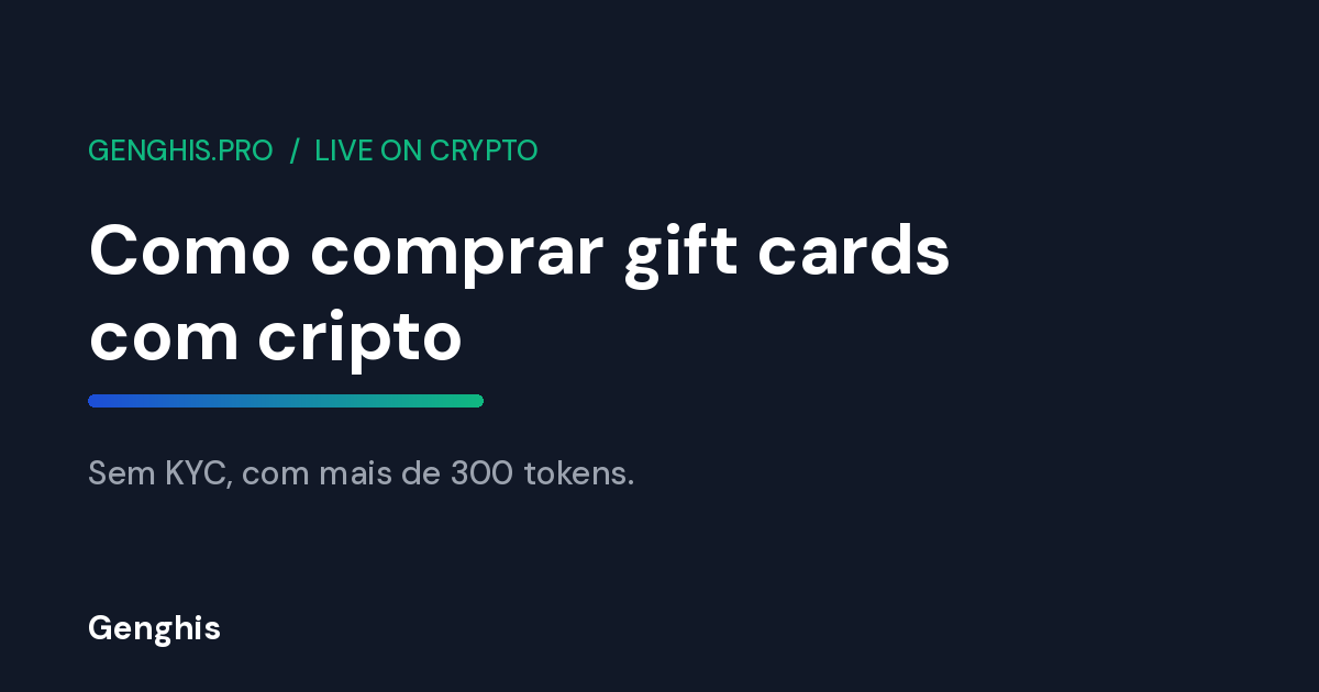 Capa do guia Genghis sobre como comprar gift cards com criptomoedas sem KYC e com entrega em minutos em 2026