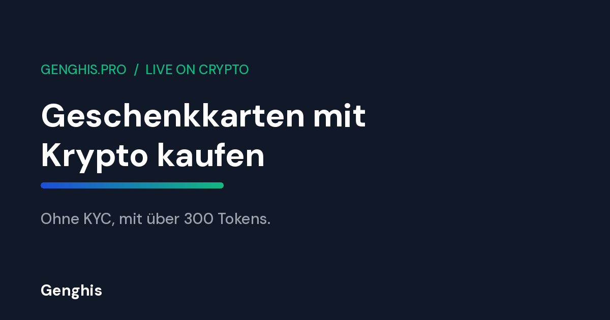 Genghis Cover des Leitfadens 2026 zum Kauf von Geschenkkarten mit Kryptowaehrungen ohne KYC-Pruefung