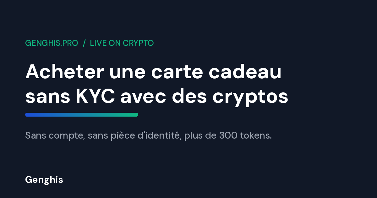 Visuel de couverture Genghis pour l'achat d'une carte cadeau sans KYC payee en cryptomonnaies