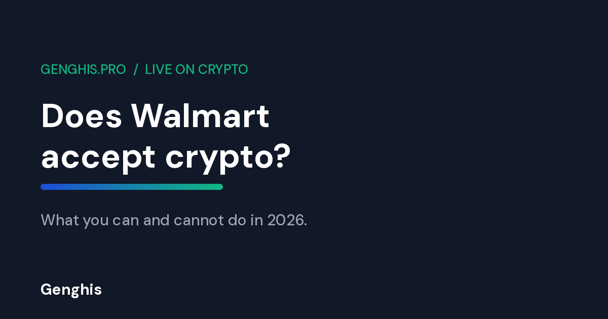 Genghis cover image on the question does Walmart accept crypto, with the 2026 answer for paying at Walmart with Bitcoin