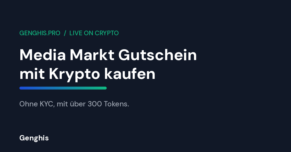 Media Markt Gutschein mit Krypto kaufen bei Genghis, Elektronik ohne KYC in Bitcoin oder Monero bezahlen