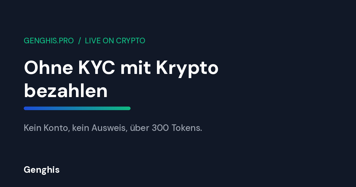 Ohne KYC mit Krypto bezahlen bei Genghis, Geschenkkarten in Bitcoin USDT oder Monero ohne Konto und ohne Ausweis