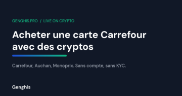 Visuel Genghis pour l'achat d'une carte cadeau Carrefour, Auchan ou Monoprix payée en cryptomonnaies en France