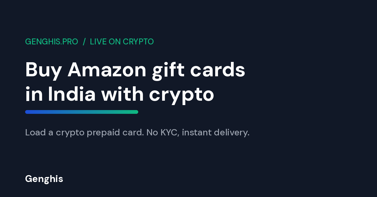 Genghis cover reading buy Amazon gift cards in India with crypto with a no KYC crypto prepaid card, instant delivery