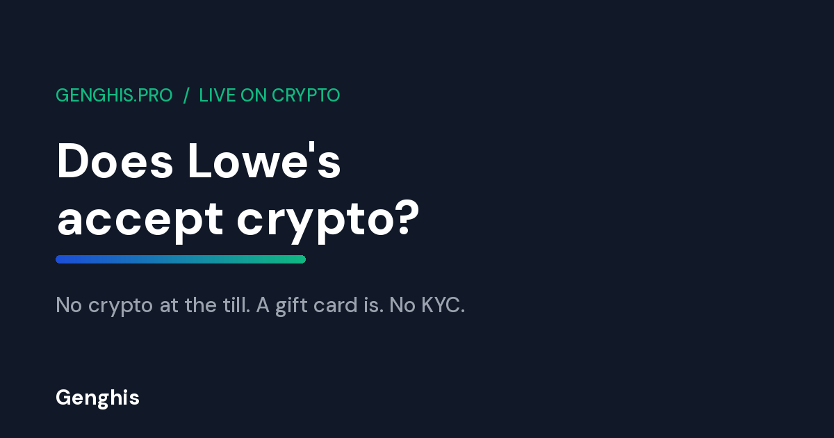 Genghis blog cover for buying a Lowe's gift card with crypto, no KYC, instant delivery in the United States