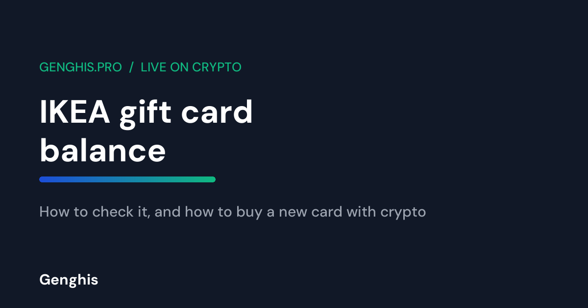 IKEA gift card balance checked on a phone, next to a crypto wallet ready to buy a new card with Bitcoin