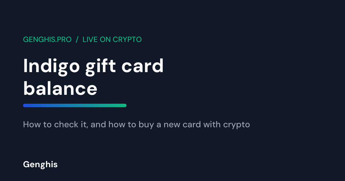 Indigo gift card balance checked on a phone, next to a crypto wallet ready to buy a new card with Bitcoin