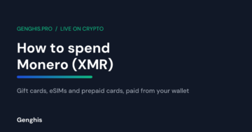 Monero coins in a self-custody wallet on a phone, ready to buy a gift card, eSIM or prepaid card with XMR at checkout